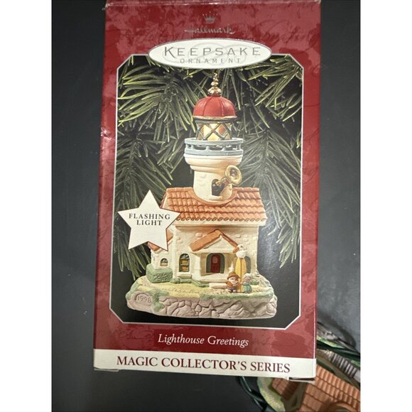 Vintage Lighthouse Greetings 1998 Hallmark Keepsake Christmas Ornament In Box - Picture 15 of 16